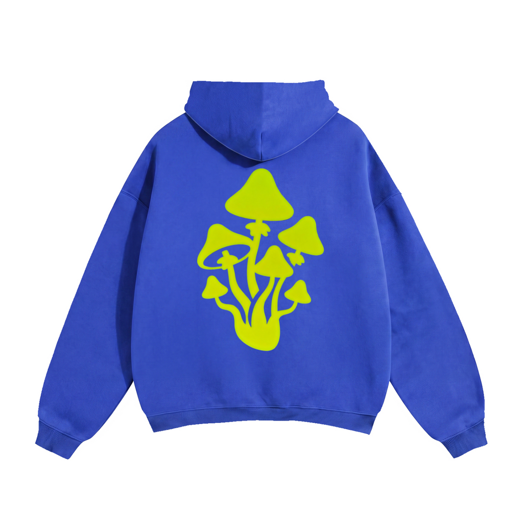 Blue and Yellow Oversize Mushroom Fleeced Hoodie