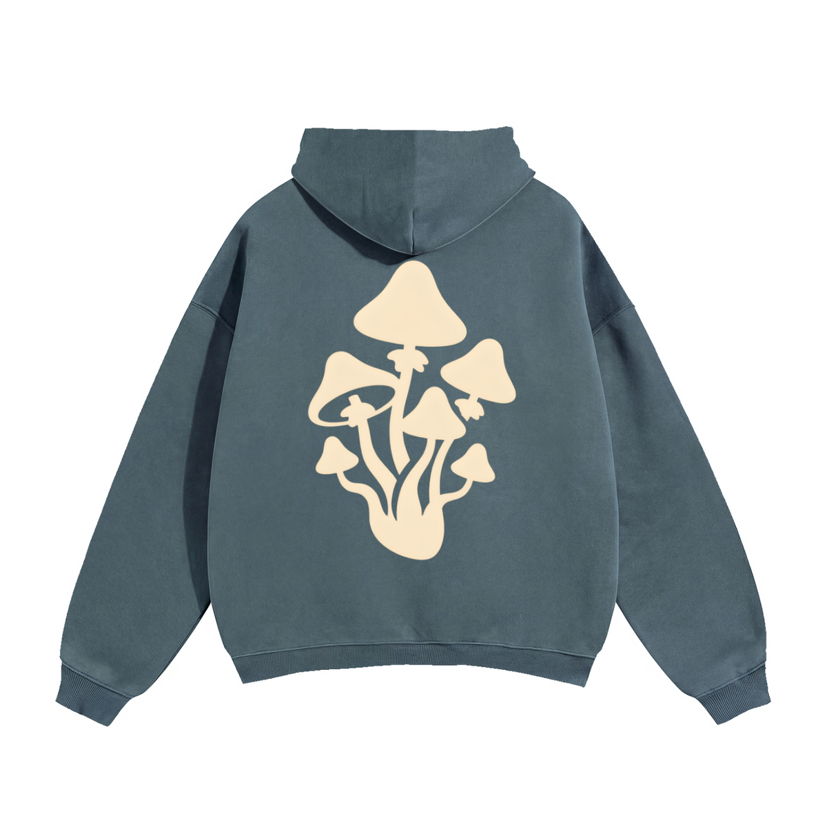 153 Blue / Cream Mushroom Oversize Fleeced Hoodie
