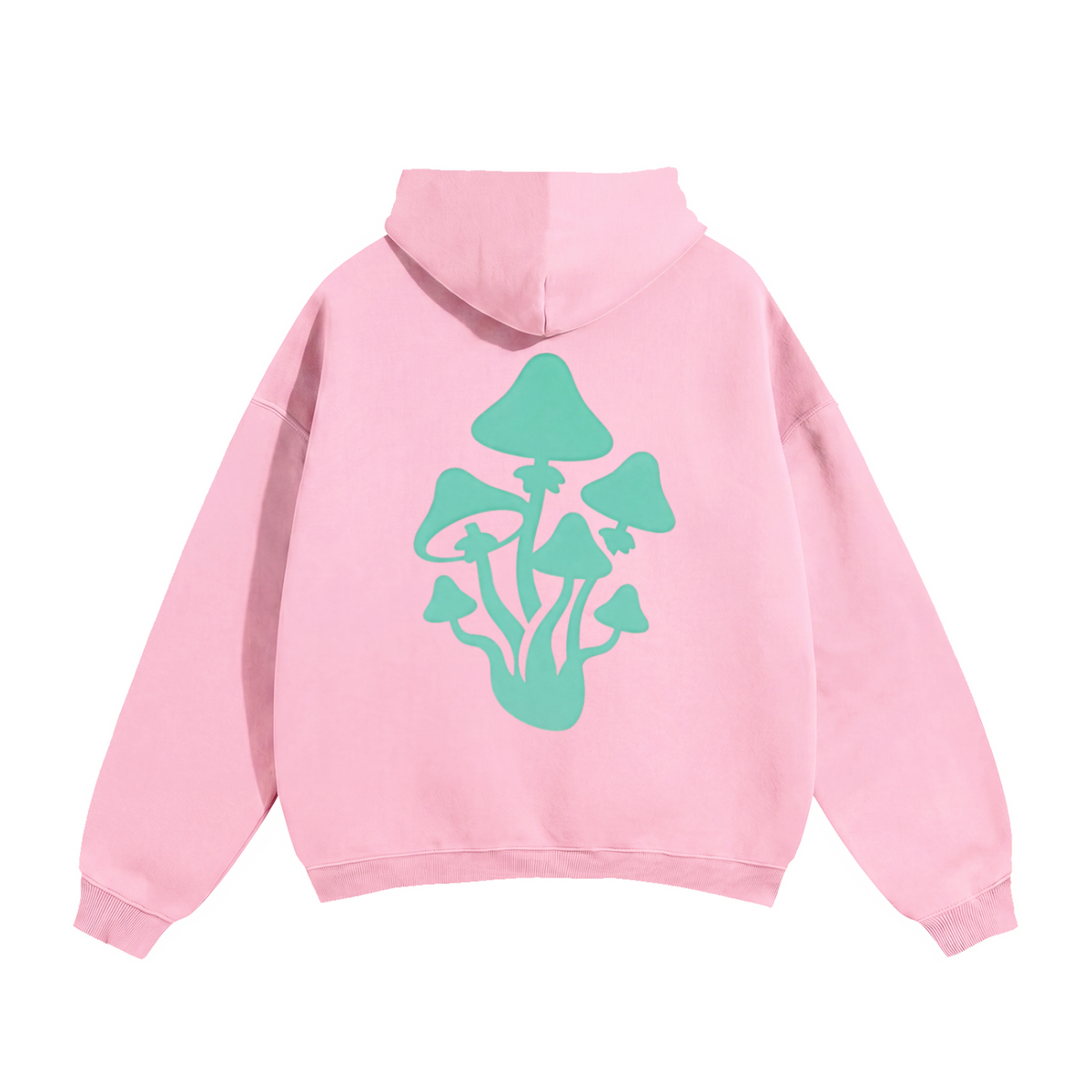 194 Pink / Teal Mushroom Oversized Fleeced Hoodie