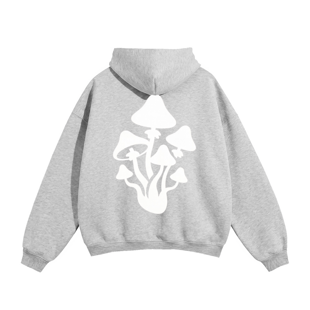 Grey Mushroom Oversize Fleeced Hoodie