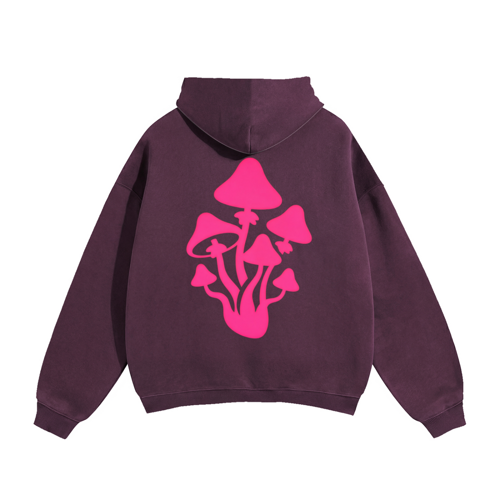 Plum Mushroom Oversize Fleeced Hoodie