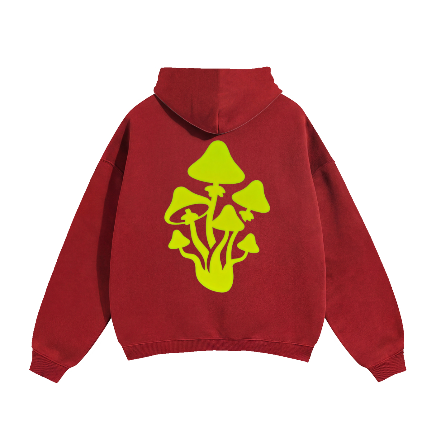 Red Oversize Mushroom Fleeced Hoodie
