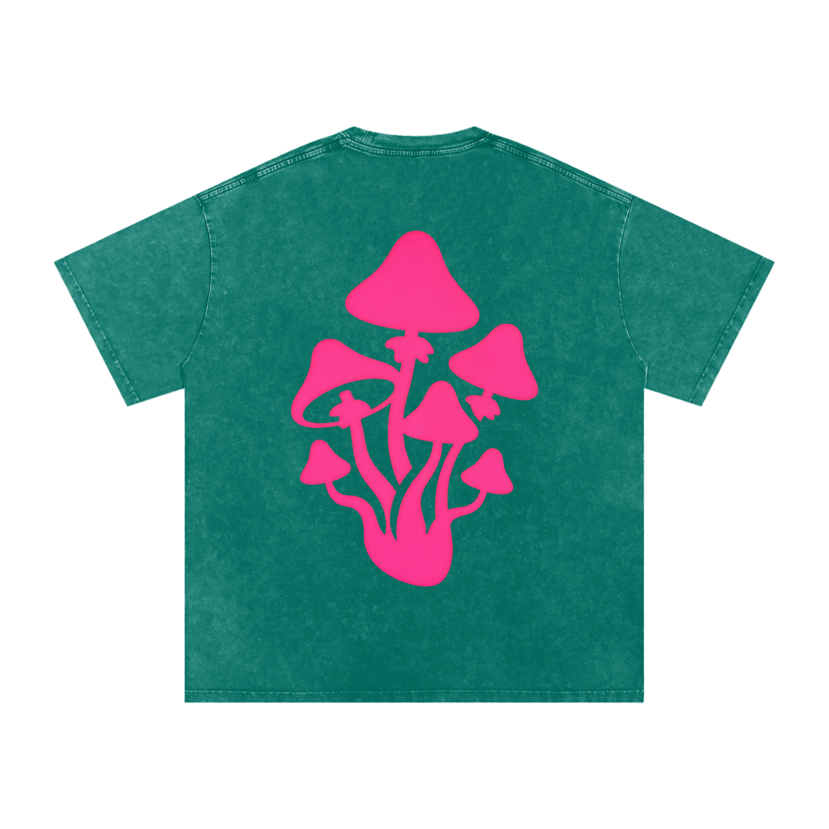 55 Emerald Snow Washed Oversized Mushroom Cotton T-Shirt