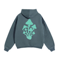 Grey Blue Oversize Mushroom Fleeced Hoodie