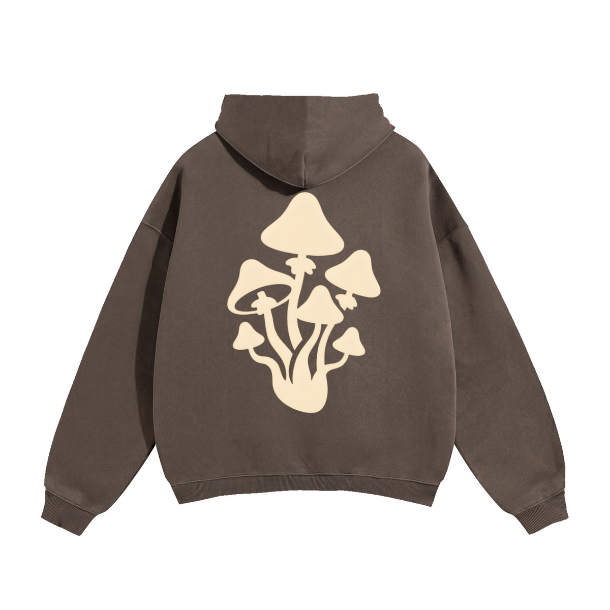 206 Brown / Cream Mushroom Oversize Fleeced Hoodie