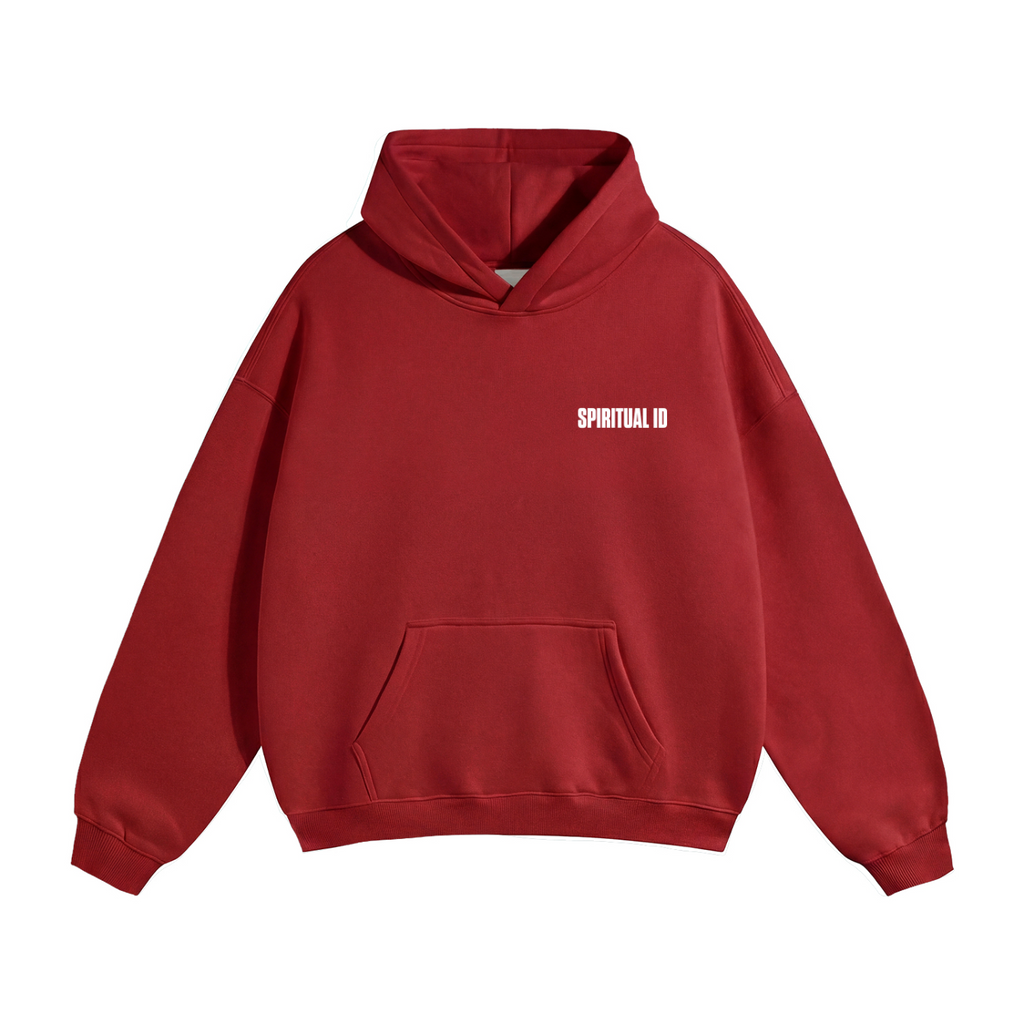 Red Oversize Mushroom Fleeced Hoodie