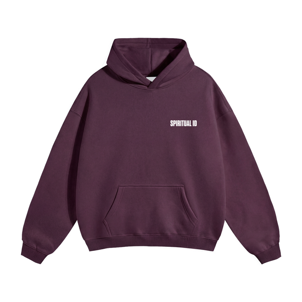 Plum and Yellow Oversize Mushroom Fleeced Hoodie