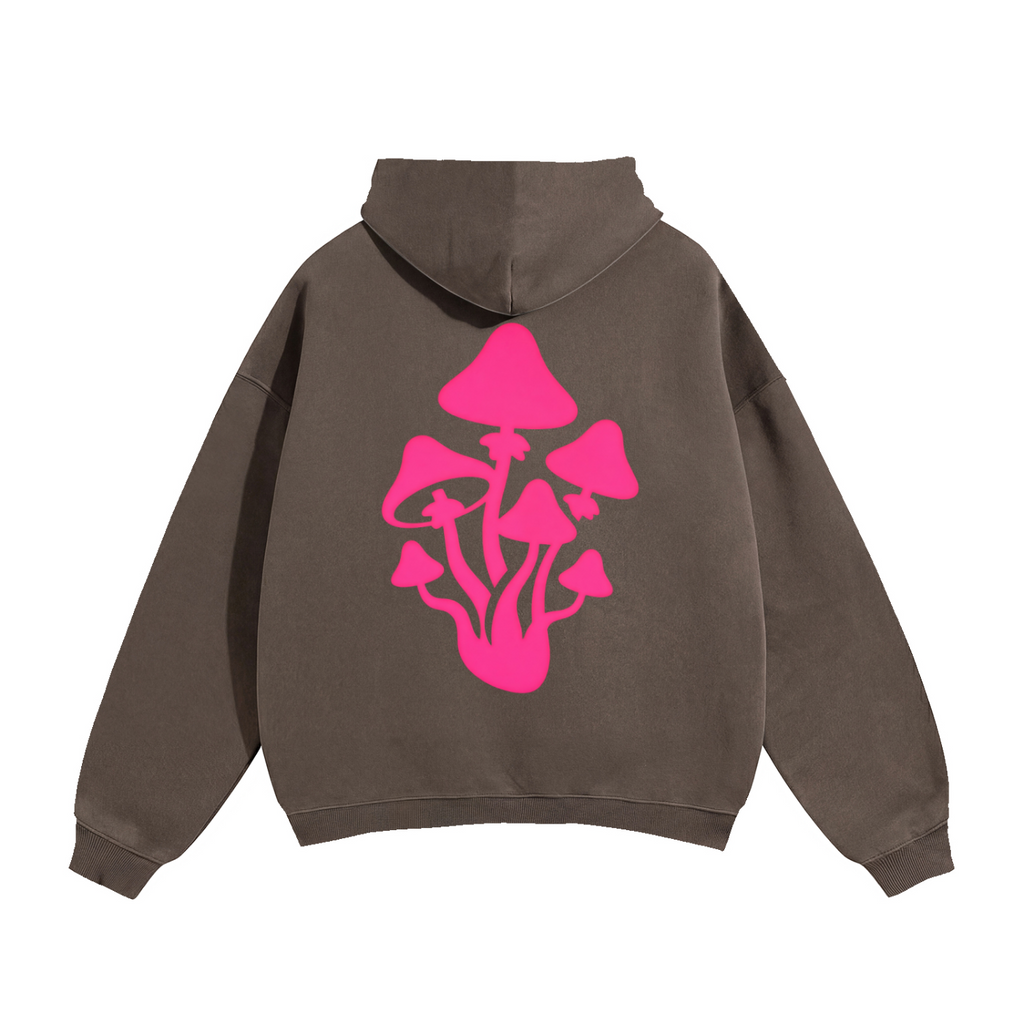 Brown Oversize Mushroom Fleeced Hoodie
