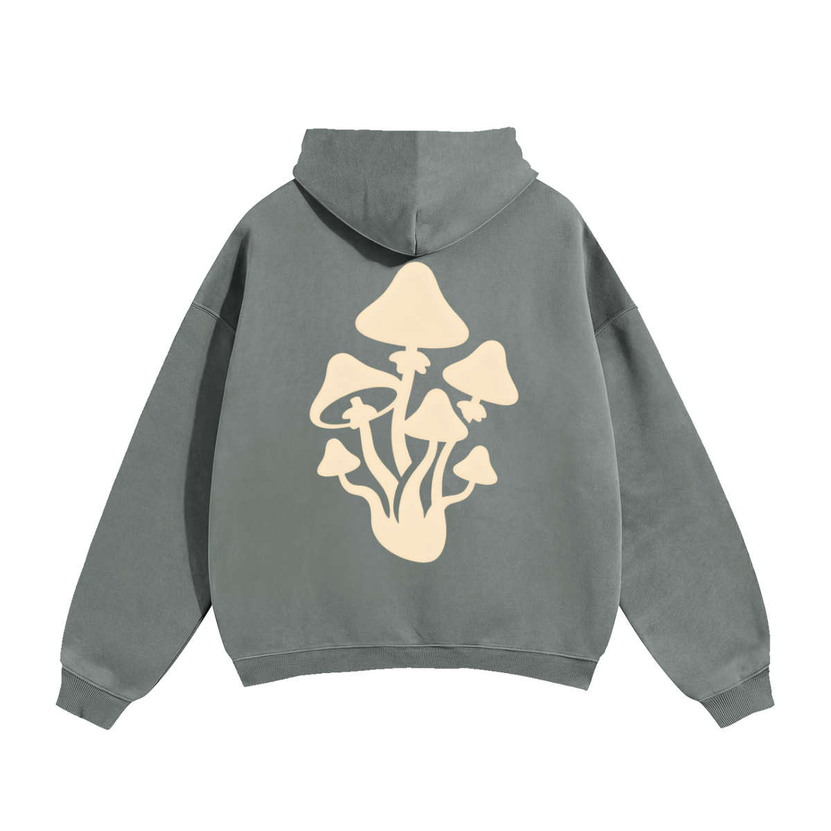 150 Cream / Grey Mushroom Oversize Fleeced Hoodie